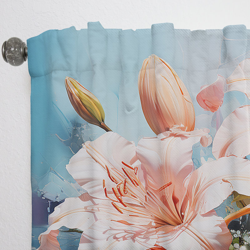 Edrey Lilies Representation Multicolored Acrylic V - Traditional Curtain - Velvet Room Darkening - 1 Panel, 52" W x 63" L