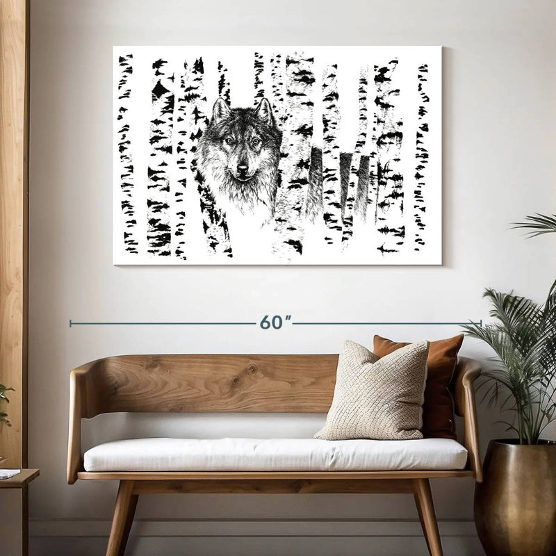 Harnek Birch Tree Forest Wolf, 32'' H x 48'' W