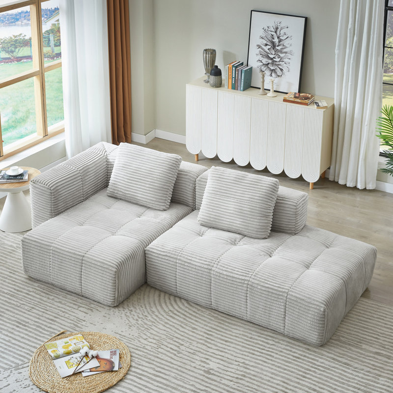 Canapé modulaire compressé, canapé modulaire en nuage avec méridienne, aucun assemblage requis, fauteuils rembourrés pour le salon, appartement