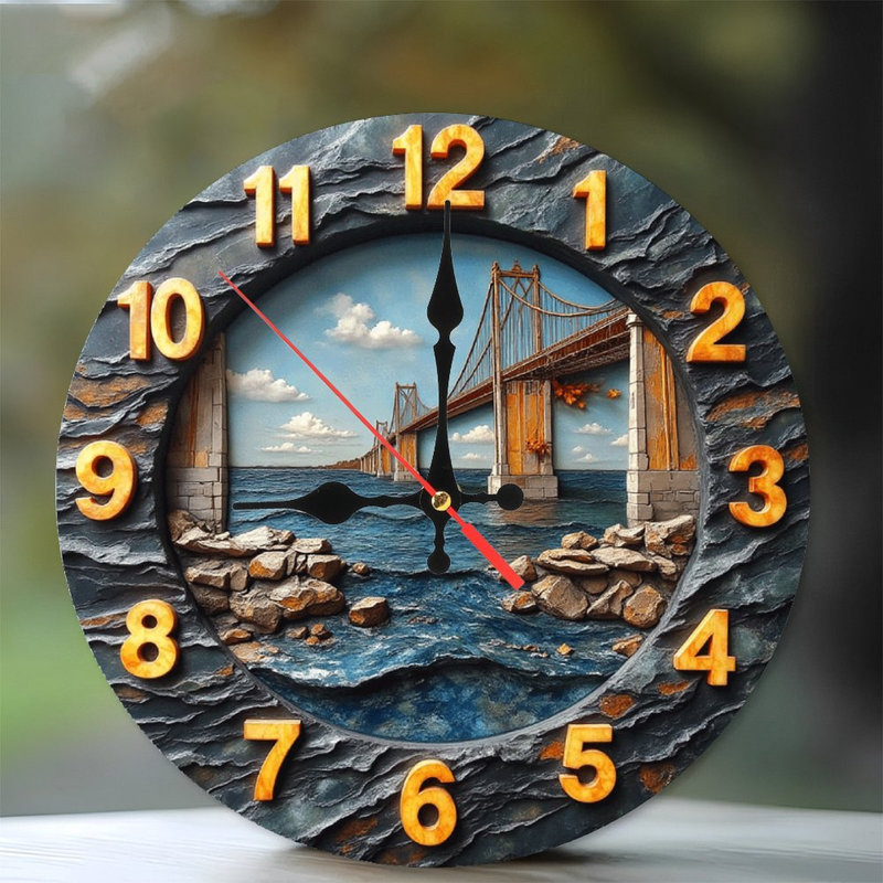 Décoration murale horloge murale en forme de pont en 2 dimensions