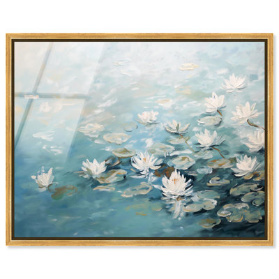 «Waterborne Flora I», art mural en verre acrylique ultrabrillant encadré par Art Remedy, cadre doré, 24 x 20