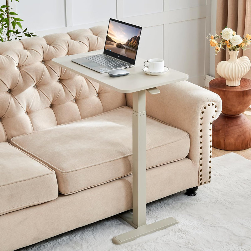 Overbed Table With Hidden Wheels, Mobile Standing Desk Hospital Bed Table Laptop Bedside Sofa Side Table, Multi-Purpose Rolling Overbed Table