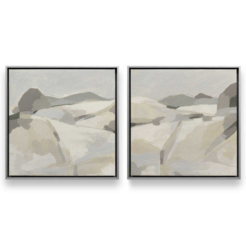 Ensemble de 2 couches de paysage discret, H 25 po x l 50 po x P 1,75 po, Cadre flottant en chrome poli