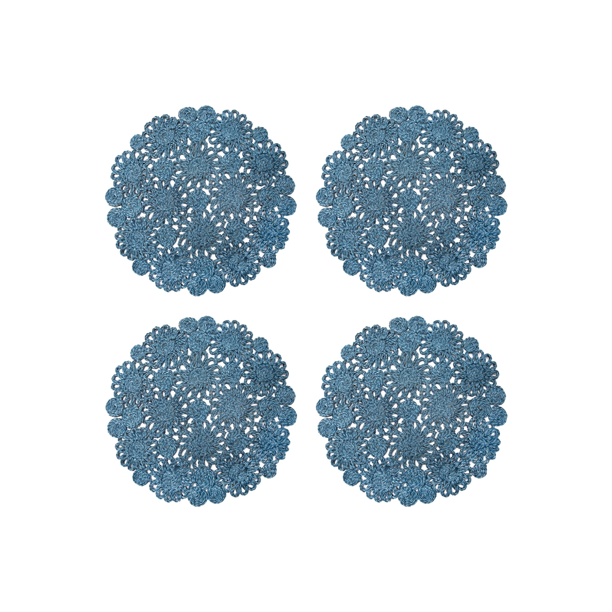 Bladwell Jute Round Placemat, Blue Jean