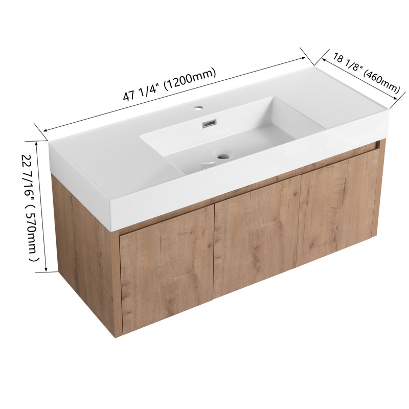 Meuble-lavabo simple 47,32 po avec plateau en résine Cybulski