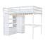 Lit mezzanine en bois massif avec garde-robe, bureau et tiroirs de rangement pleine grandeur Ellington