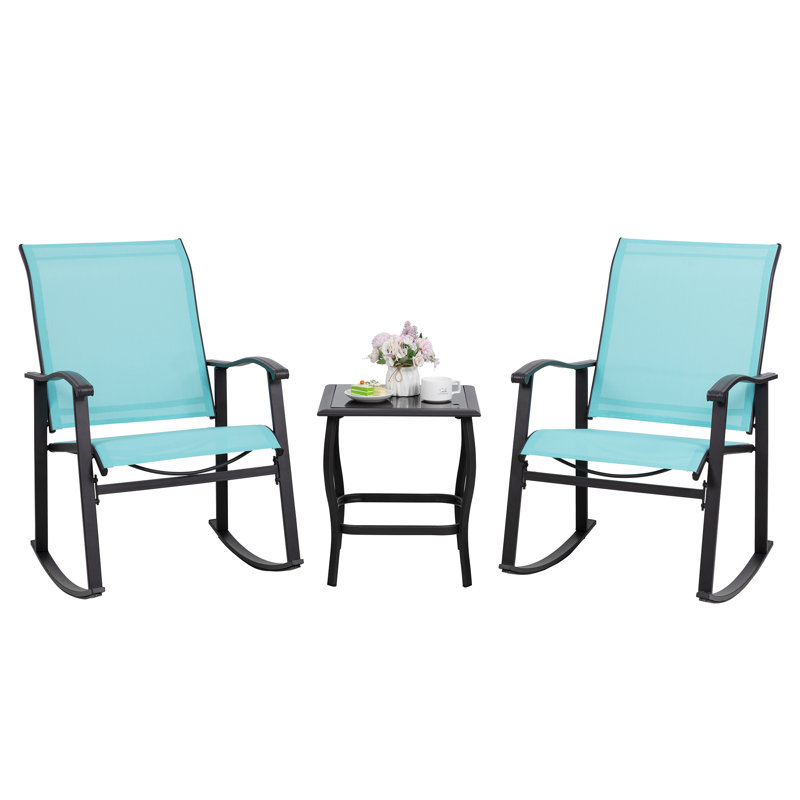 Armyn 2-Person Outdoor Patio Rocking Set, Lake Blue