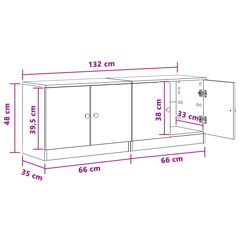 66 cm W Bedside Table, White