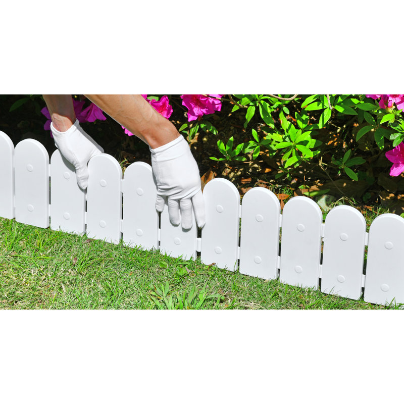 Panneaux de bordure de jardin en bois d'aspect bois l 16 po x H 7 po, clôture décorative de jardin, Blanc, 16