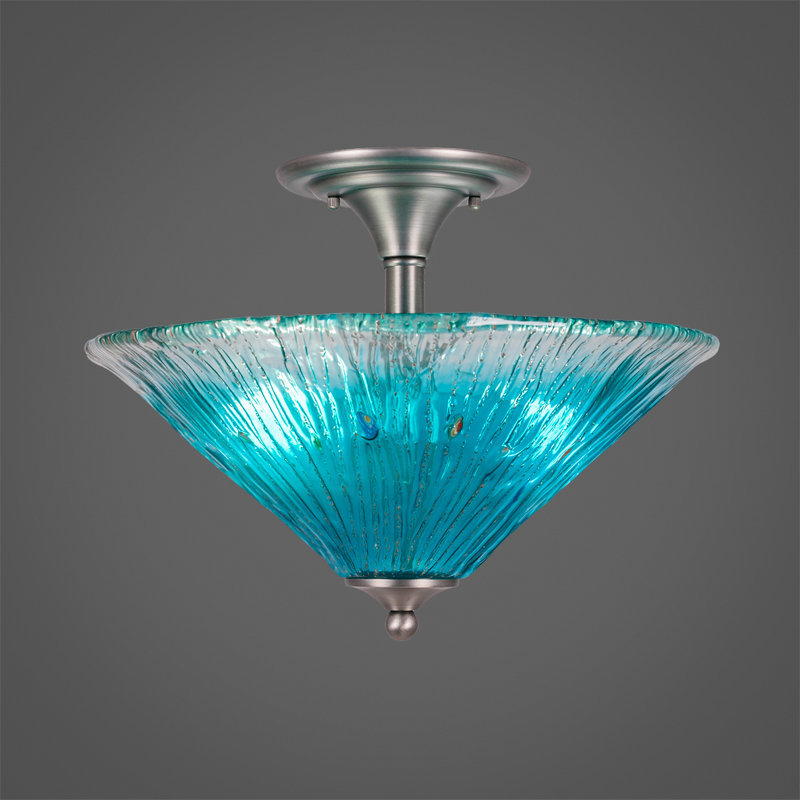 Plafonnier semi-encastré 2 lumières, Bleu, Gris