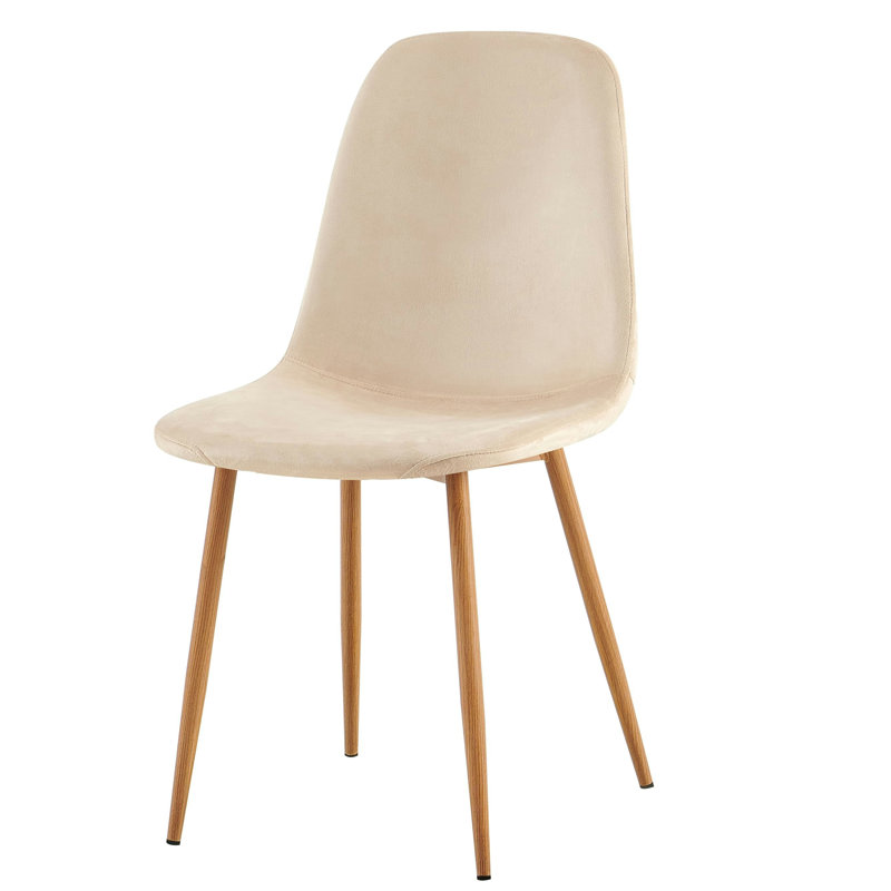 Allaina 55cm H Upholstered Metal Side Chair, Oak Wood, Cream