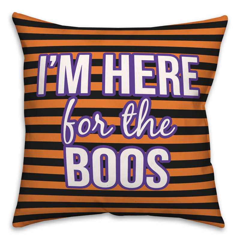 Coussin décoratif «Here For The Boos» à rayures orange et mauves