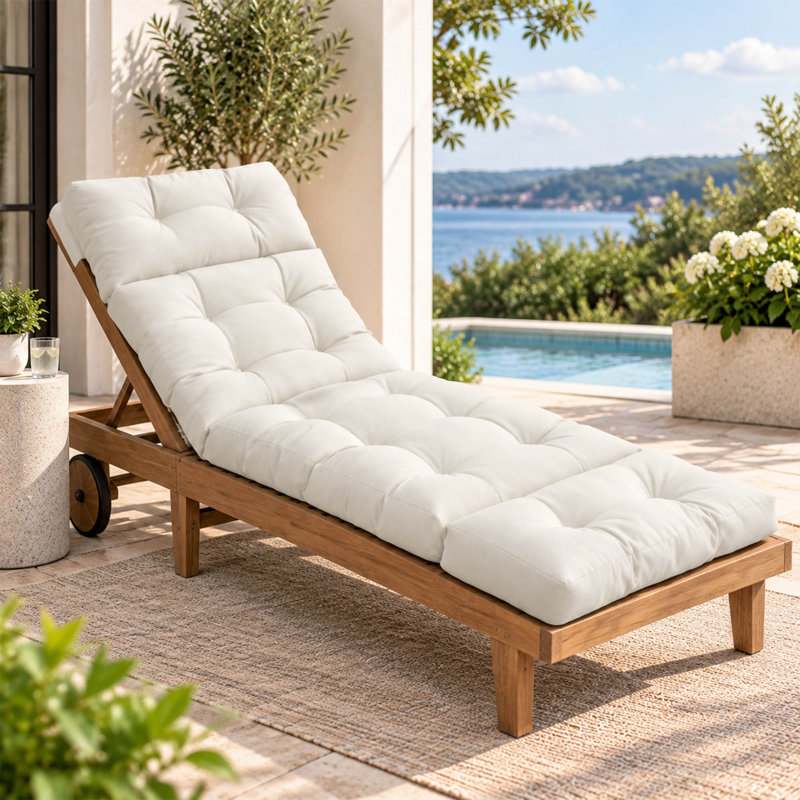 Coussin pour chaise longue d'extérieur, coussin imperméable pour chaise longue de patio avec attaches