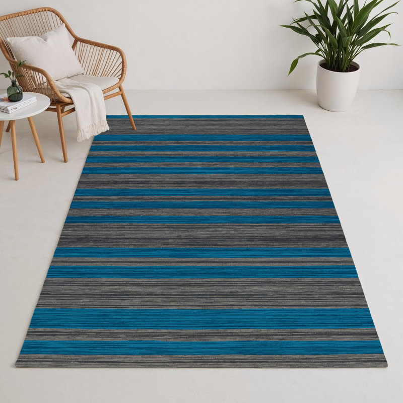 Tapis intérieur / extérieur gris HorizontalStripes, Rectangulaire 3 pi x 5 pi