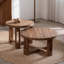 Ensemble de tables basses rondes en bois massif rétro noyer