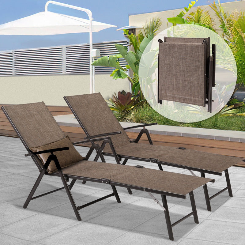 Denyel Outdoor Metal Chaise Lounge, Brown