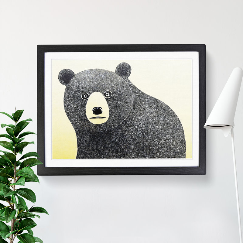 Pleasing Bear Abstract - Single Picture Frame Print, Black Framed, 46cm H x 64cm W x 2cm D