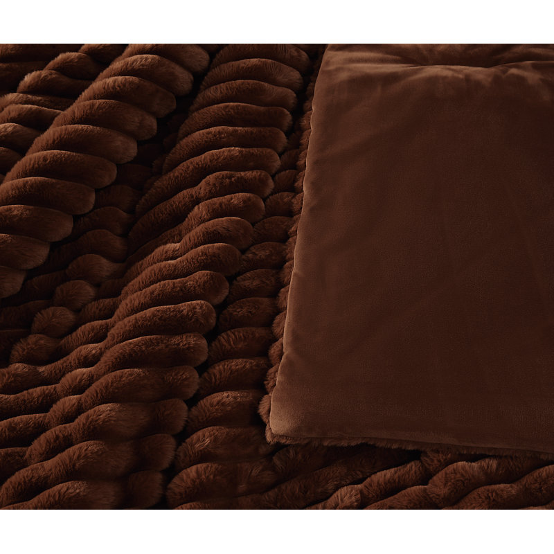 Ensemble d'édredon en velours Frye, King comforter Set, Brown