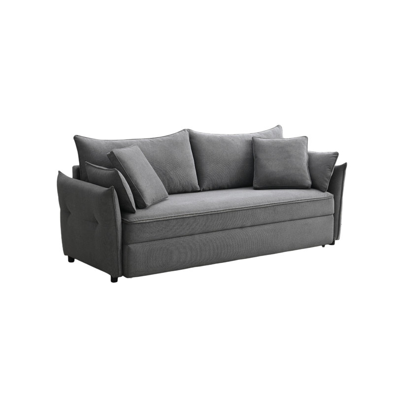 Lit gigogne en tissu avec rangement Irina, Gris