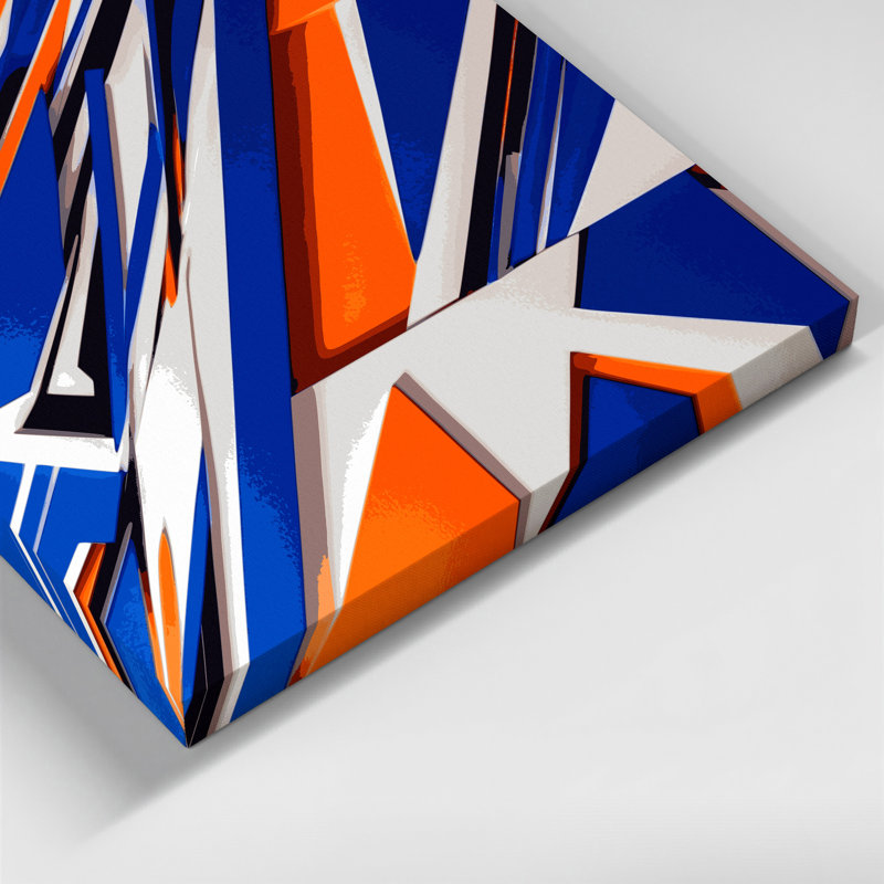 «Geometric Abstraction 9», art mural sur toile bleue, H 24 po x l 36 po