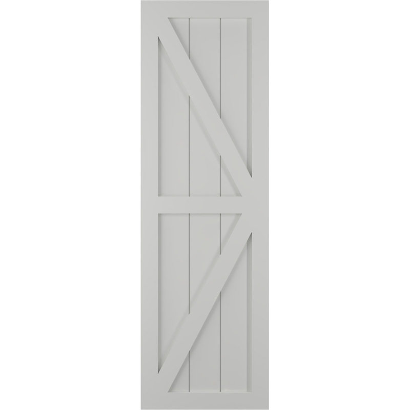 True Fit PVC deux panneaux de ferme à fixation fixe avec barre en Z, Gris tempête de grêle, 15", 48"