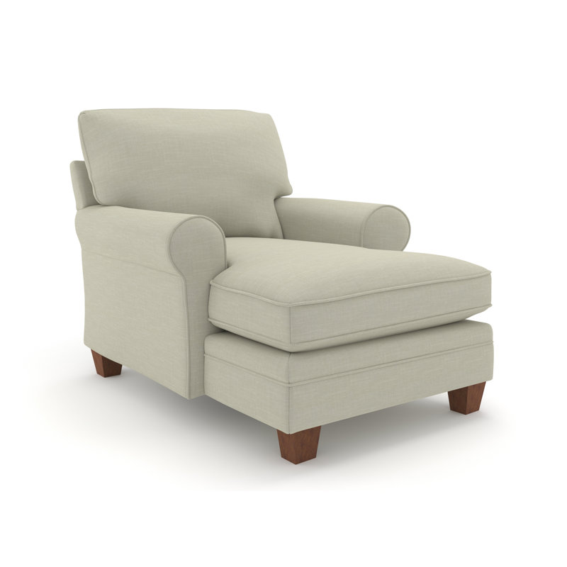 Mignone Capriccio Round Arms Chaise Lounge, Pearl, Dark Walnut