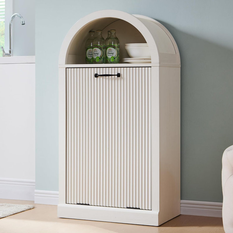 Modern Laundry Basket Cabinet, White