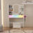 Vanity Desk With LED Lights Mirror & Power Outlet,Vanity Table Set With Storage Drawers & Chair, 3 Lighting Modes & Led RGB Adjustable Brightness, Dressing Table For Women Girls Bedroom, White
