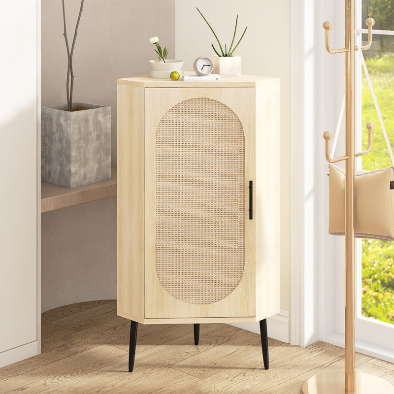 Armoire d'angle en rotin 15,75 "avec 2 tablettes réglables