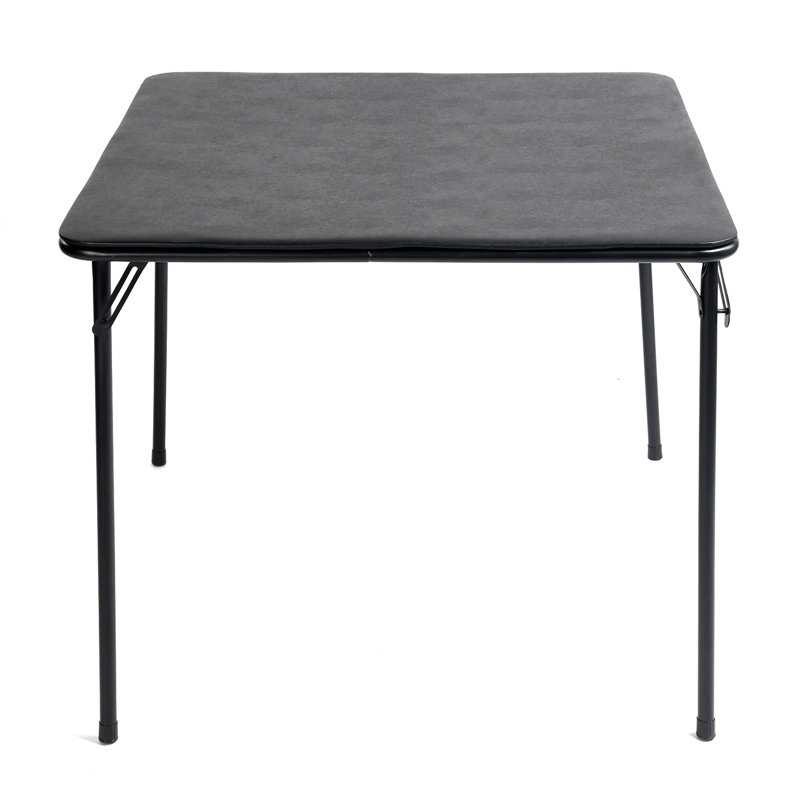 Table carrée pliable Gracie Mills, Bois brun / noir, Iron
