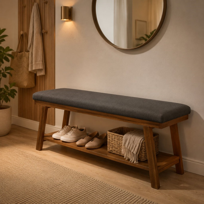 Modern Bed End Bench, Dark Gray