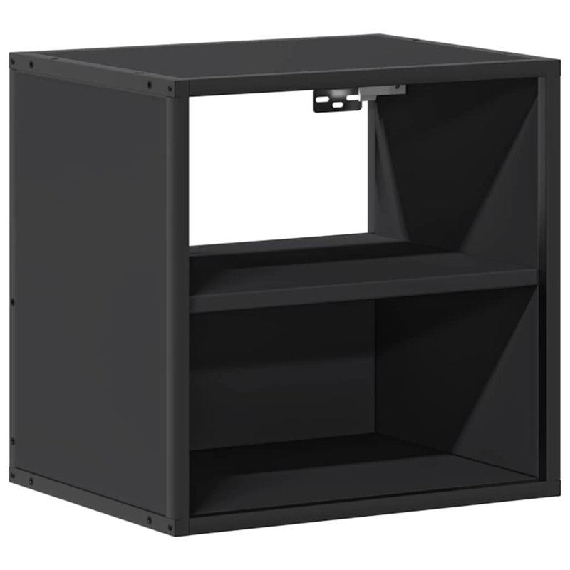 40cm W Metal Bedside Table, Black, 1
