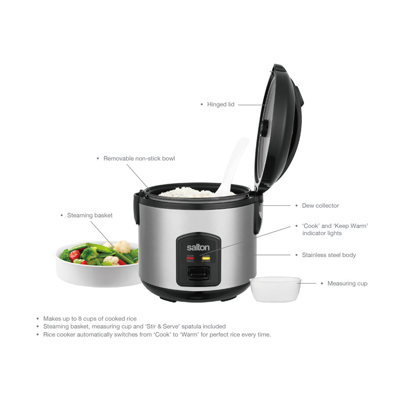 Salton Automatic 8-Cup Rice Cooker & Steamer