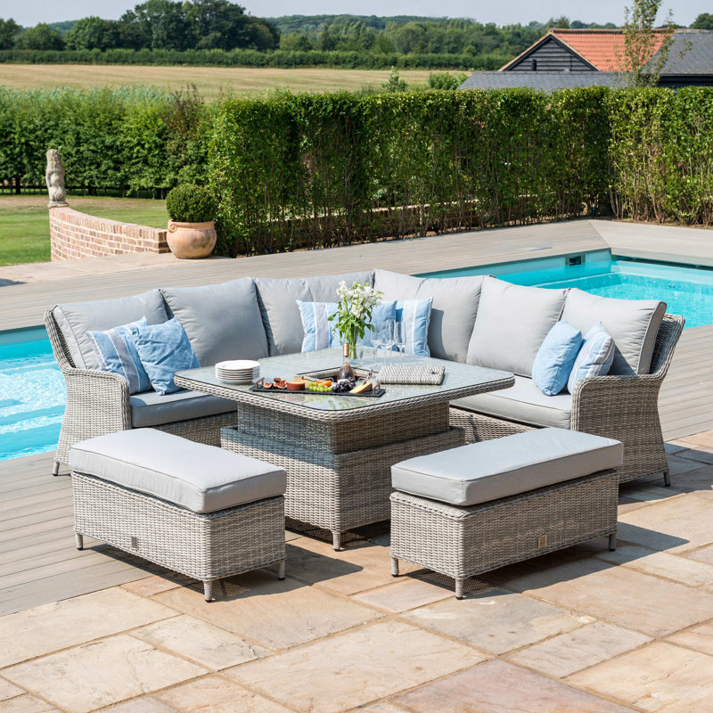 Confucius Royal Rattan Corner Dining Sofa Set - with Ice Bucket & Rising Table