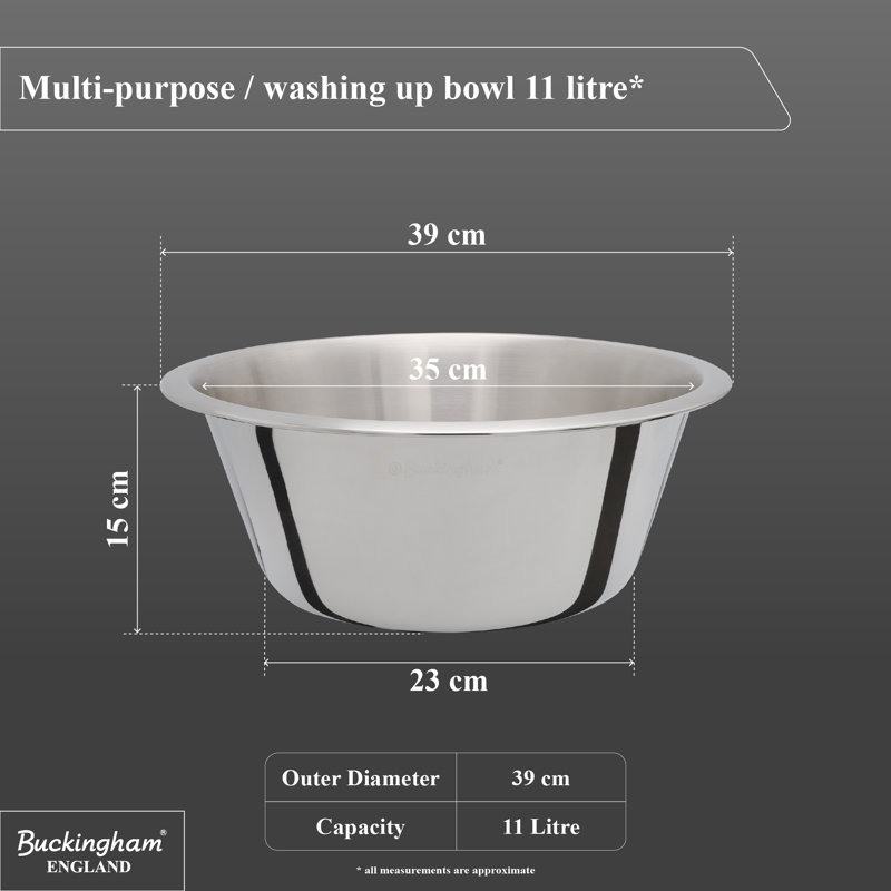 Buckingham Multi-Purpose Washing Up Bowl Stainless Steel, 31 cm