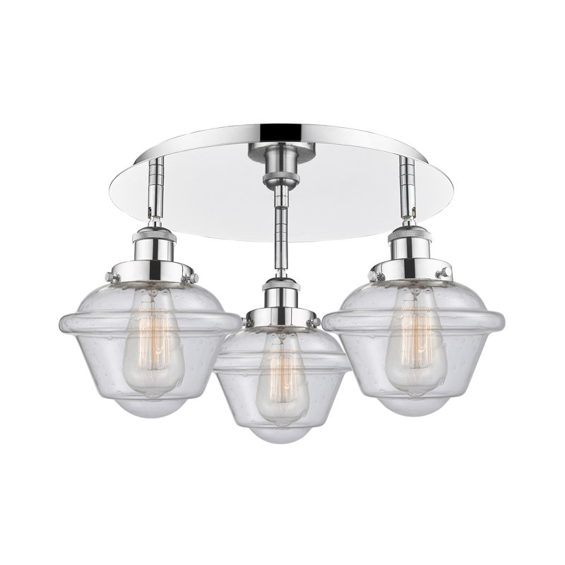 Grourke Glass Flush Mount, Seedy, Polished Chrome