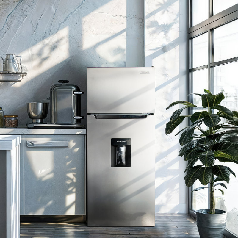 Frigidaire Platinum Fridge Freezer Combo, 7.5 Cu. Ft. Capacity Apartment Size Fridge With Freezer, Water Dispenser