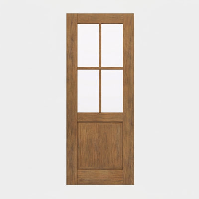 Porte d'extérieur 96 po Dalle acajou 96 po, SDL 4 Lite, 1/2 Lite, 1 panneau, brut