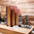 Hosley Farmhouse Memory Book Boxes Set of 3 Red Brown & Gold Storage Organizers in 12", 10", 8" Heights for Stylish and Functional Keepsake Storage