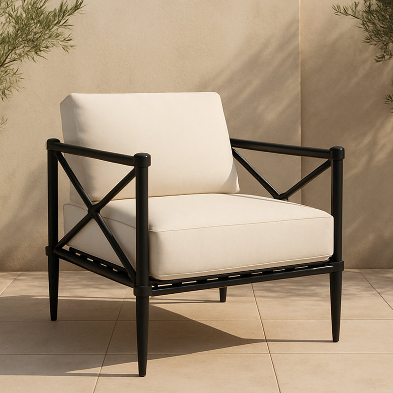 Willow Outdoor Lounge Chair, Ivory Performance Fabric