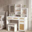 Meuble-lavabo en rotin avec miroir à DEL ouvert, 3 lumières colorées, 4 tiroirs, armoire et tablettes pour la chambre à coucher