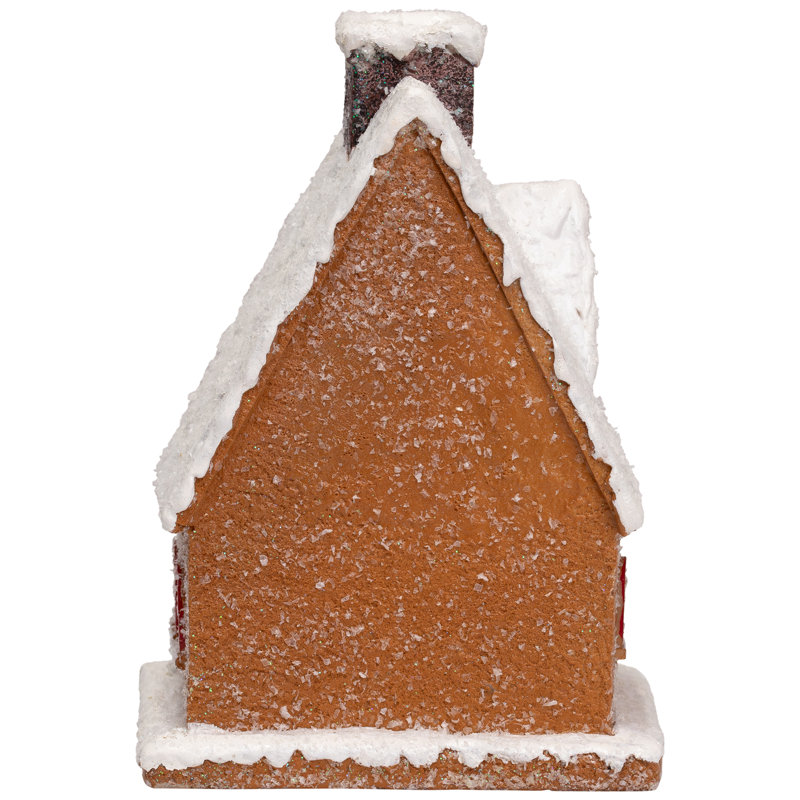 Frosted Gingerbread House With Gingerbread Man Christmas Decoration - 8.5"