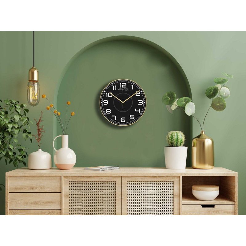 Horloge murale décorative élégante en or 11,8 po x 11,8 po | Couvercle en verre véritable, 1,8 po d'épaisseur | Cadre 100% plastique | Parfait pour le salon, le bureau ou la chambre à coucher, design élégant et fonctionnel