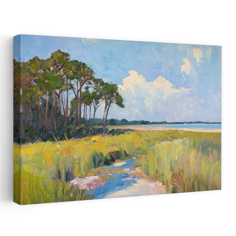 «Sunny Coastline», art mural contemporain abstrait, H 32 po x l 48 po