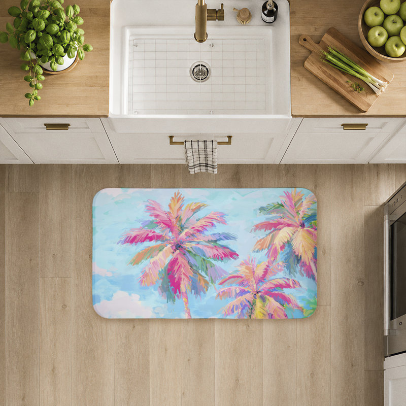 Tapis de sol anti-fatigue Vibrant Tropics Palm, imprimé par Ziwei Li, Vibrant Tropics Palm Tree