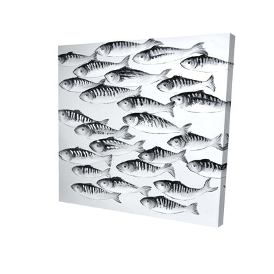 «Gray School of Fish», art mural aquatique moderne