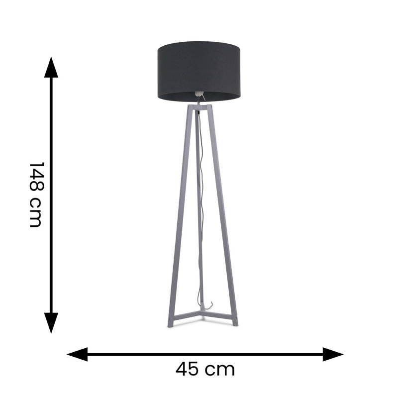 Rhavyn 148cm Traditional Floor Lamp, Matte Grey, Charcoal Grey