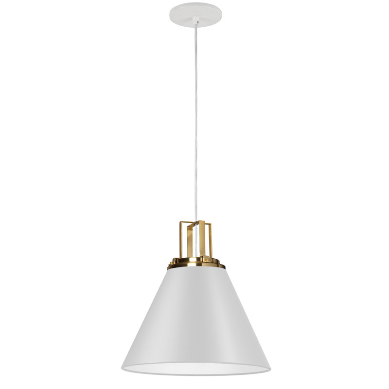 Dowd 1 - Light Aged Brass Single Pendant, Matte White, White