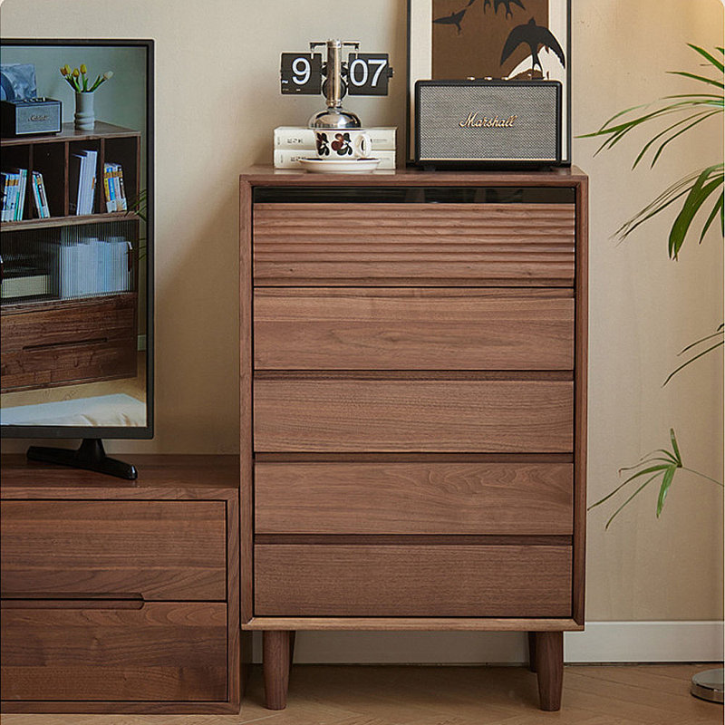 Walnut Drawer Storage Cabinet