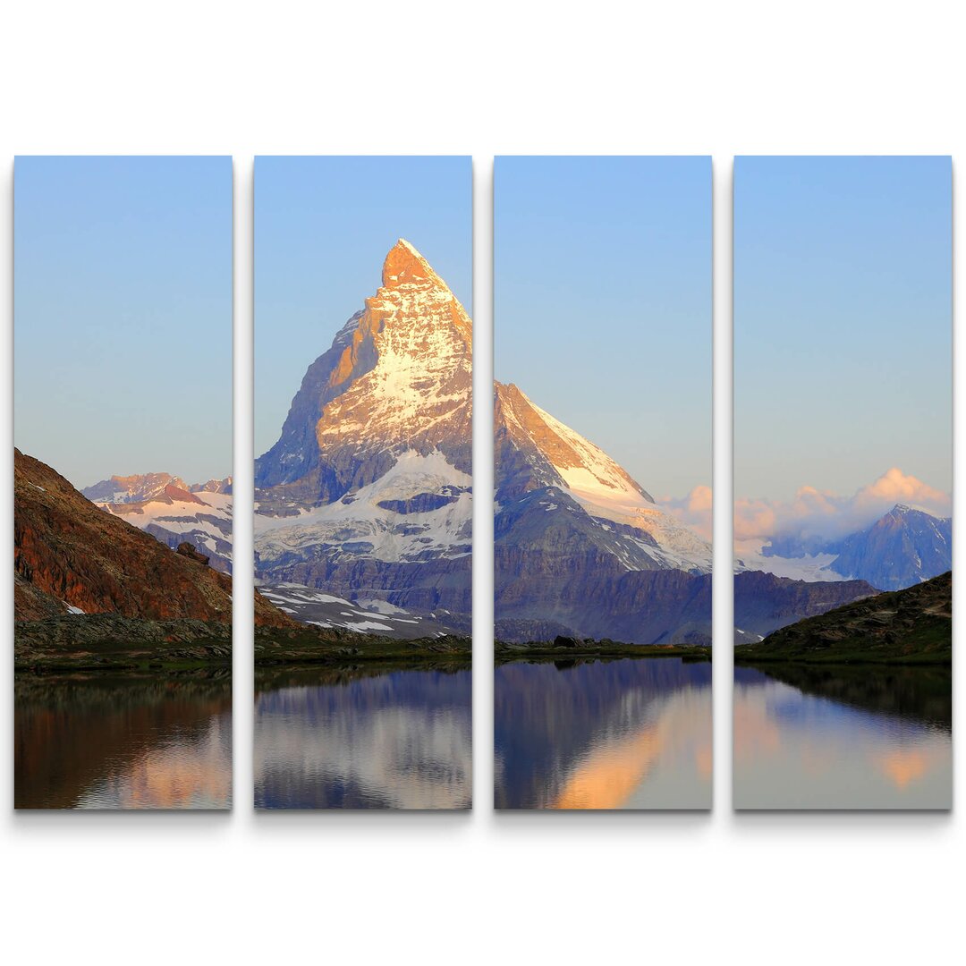 4-tlg. Leinwandbilder-Set Matterhorn mit Riffelsee - Schweiz